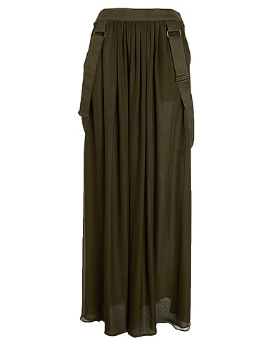 MAX MARA Long skirt Military green 100% Silk, Cotton