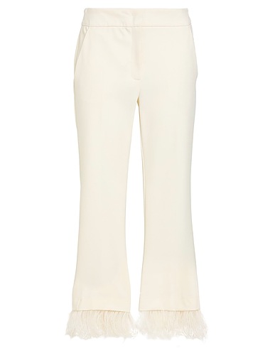 MARELLA Pantalone Bianco 68% Poliestere, 29% Viscosa, 3% Elastan, Piume di struzzo