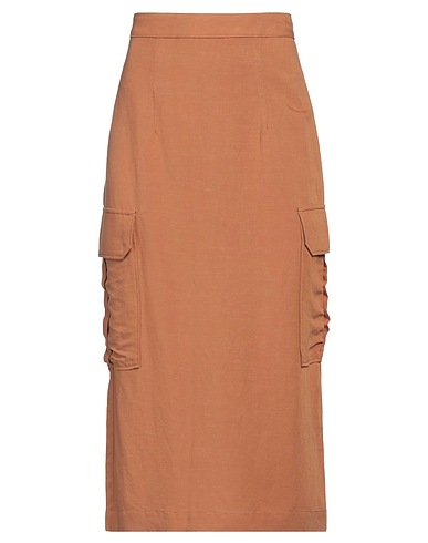 TRUE AVENUE Midi skirt Camel 64% Viscose, 36% Linen