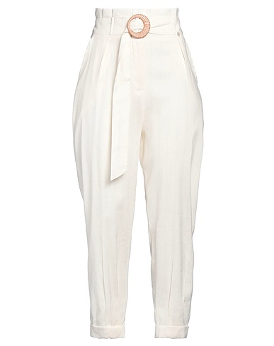KOCCA Casual pants Off white 55% Linen, 43% Viscose, 1% Elastane, 1% Metallic fiber