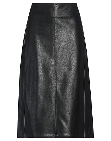 DIESEL Falda midi Negro 100% Rayón, Poliuretano