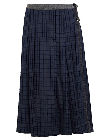 DURAZZI Midi skirt Midnight blue 98% Cotton, 2% Elastane, Virgin Wool, Polyester, Leather