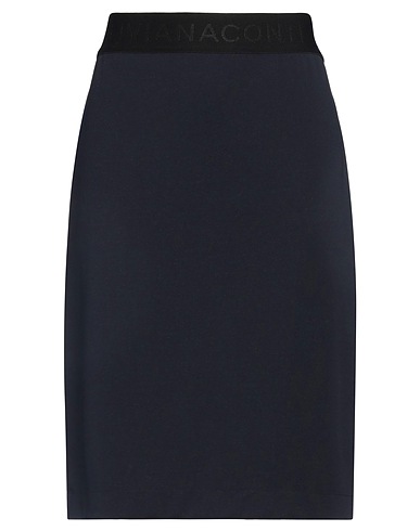LIVIANA CONTI Midi skirt Navy blue 64% Viscose, 31% Polyamide, 5% Elastane, Acetate, Polyester