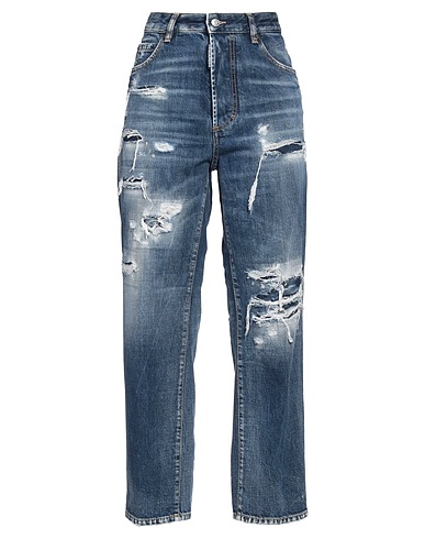 DSQUARED2 Denim trousers Blue 100% Cotton, Calfskin