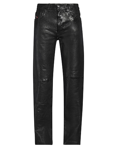 DIESEL Pantalone Nero 100% Pelle di pecora