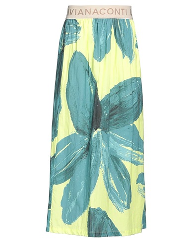 LIVIANA CONTI Midi skirt Lime green 68% Cotton, 28% Polyamide, 4% Elastane