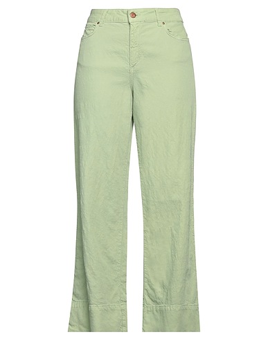 CIGALA'S Denim trousers Light green 43% Cotton, 32% Linen, 23% Tencel™, 2% Elastane