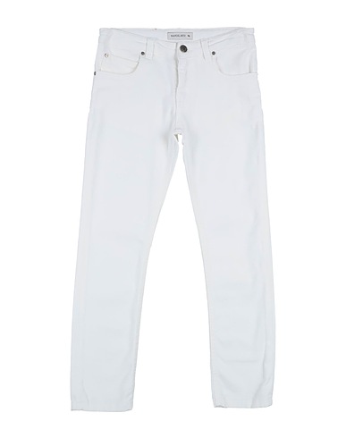 MANUEL RITZ Denim pants White 97% Cotton, 3% Elastane