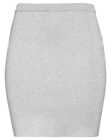 FEDERICA TOSI Mini skirt Silver 70% Viscose, 15% Polyester, 15% Metallic Polyester