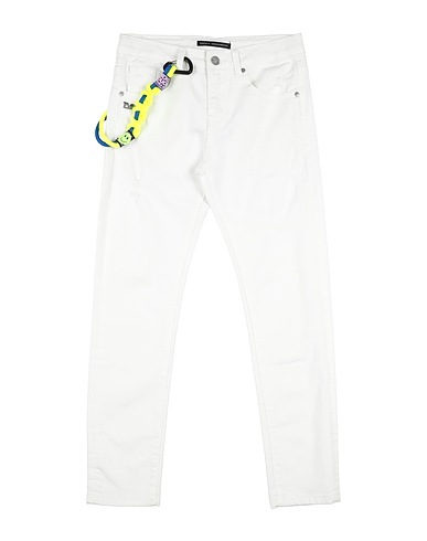 DANIELE ALESSANDRINI Denim trousers White 98% Cotton, 2% Elastane