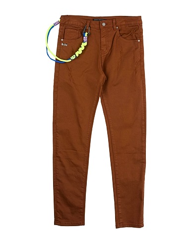 DANIELE ALESSANDRINI Denim trousers Brown 98% Cotton, 2% Elastane