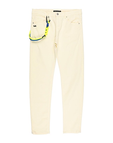 DANIELE ALESSANDRINI Denim pants Ivory 98% Cotton, 2% Elastane