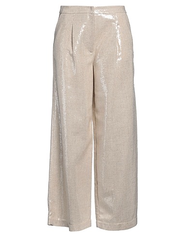 FEDERICA TOSI Casual trouser Beige 70% Viscose, 30% Linen, Polyester