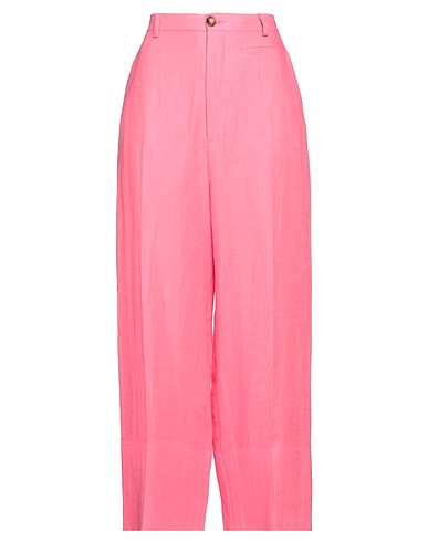 SOLOTRE Pantalone Magenta 100% Lino, Cotone