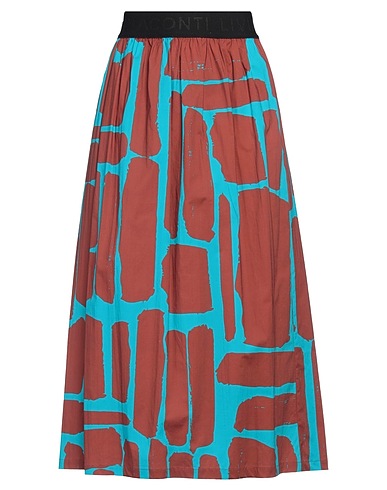 LIVIANA CONTI Midi skirt Brown 68% Cotton, 28% Polyamide, 4% Elastane