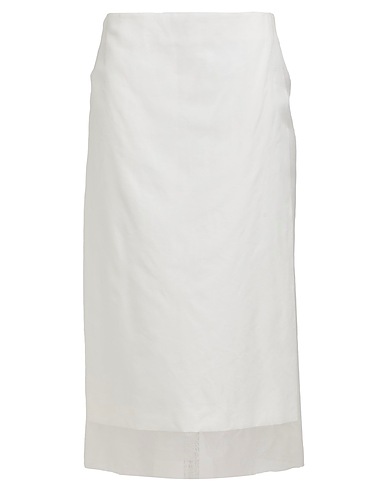 SPORTMAX Midi skirt White 100% Silk, Cotton, Linen