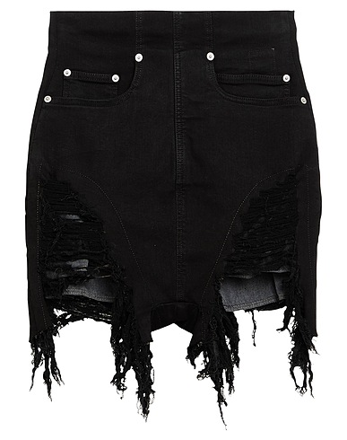 DRKSHDW by RICK OWENS Denim shorts Black 91% Cotton, 9% Elastomultiester