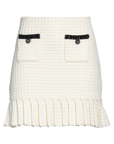 SELF-PORTRAIT Mini skirt Ivory 72% Synthetic fibers, 20% Cotton, 5% Wool, 3% Metallic fiber