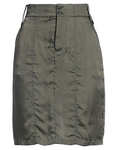 SAINT LAURENT Gonna midi Verde militare 100% Cupro