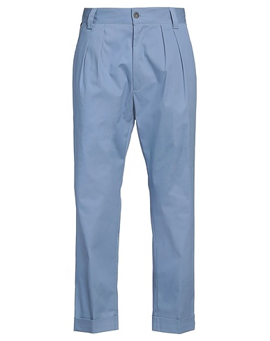 MESSAGERIE Casual trouser Light blue 97% Cotton, 3% Elastane