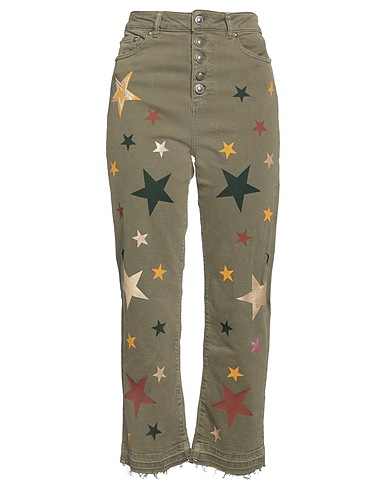 ROSSANO PERINI Pantaloni jeans Verde militare 98% Cotone, 2% Elastan