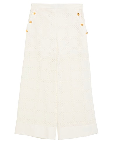 SIMONA CORSELLINI Casual trouser White 50% Polyester, 50% Cotton, Polyamide, Elastane