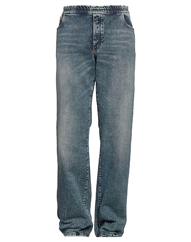 HERON PRESTON Denim pants Blue 78% Cotton, 20% Hemp, 2% Rubber