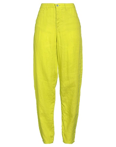 EMPORIO ARMANI Casual trouser Lime green 100% Linen