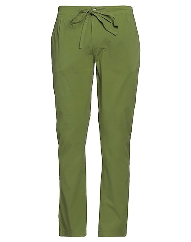 DANIELE ALESSANDRINI HOMME Casual pants Green 98% Cotton, 2% Elastane