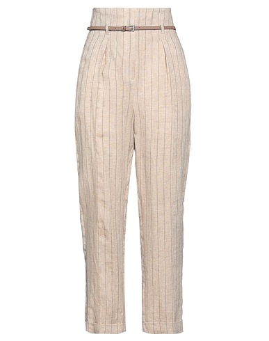 PESERICO Casual pants Sand 100% Linen