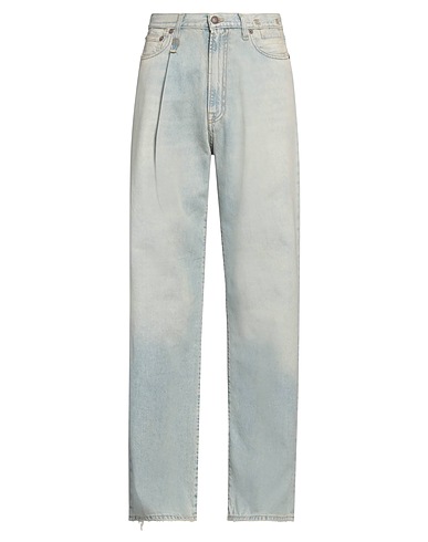 R13 Denim pants Blue 100% Cotton, Cow leather