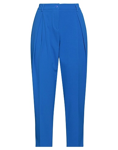 ANGELO MARANI Casual trouser Bright blue 90% Polyester, 10% Elastane