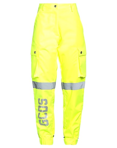 GCDS Casual trouser Yellow 86% Polyester, 14% Polyurethane, Glass, Acrylic, Cotton