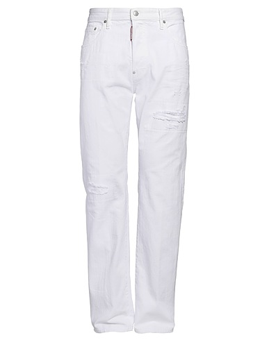 DSQUARED2 Denim trousers White 100% Cotton, Elastane