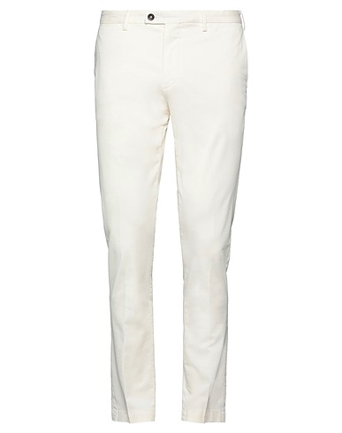 DEVORE INCIPIT Casual trouser Ivory 93% Cotton, 6% Silk, 1% Elastane