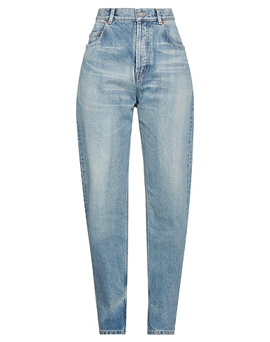 SAINT LAURENT Denim trousers Blue 100% Cotton, Calfskin
