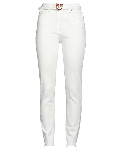 PINKO Denim trousers White 38% Cotton, 33% Viscose, 22% Lyocell, 5% Elastomultiester, 2% Elastane