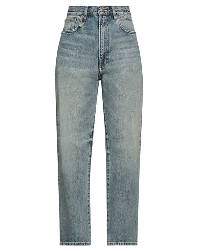 R13 Denim pants Blue 100% Cotton, Cow leather