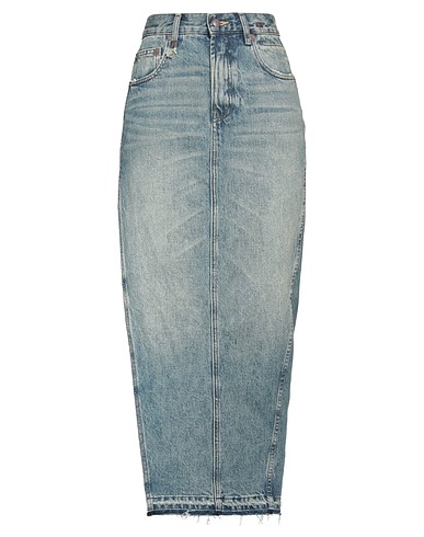 R13 Denim skirt Blue 100% Cotton, Cow leather