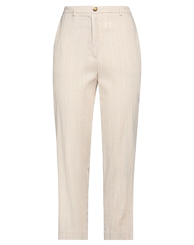 VICOLO Casual trouser Beige 54% Linen, 45% Viscose, 1% Metallic fiber