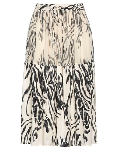 PSOPHĺA Midi skirt Beige 100% Silk, Elastane