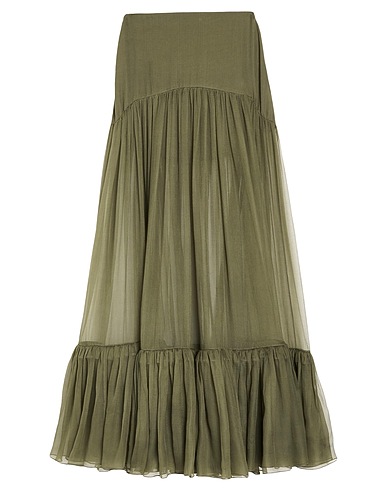 SAINT LAURENT Long skirt Military green 100% Silk