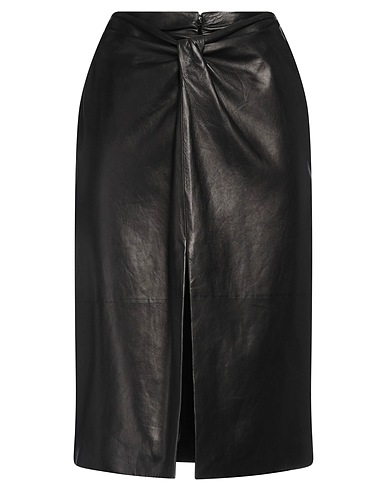 SAINT LAURENT Midi skirt Black 100% Lambskin