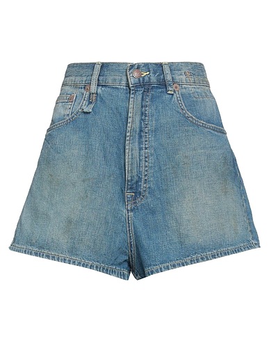 R13 Denim shorts Blue 100% Cotton, Cow leather