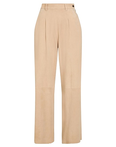 FORTE_FORTE Casual trouser Beige 100% Leather