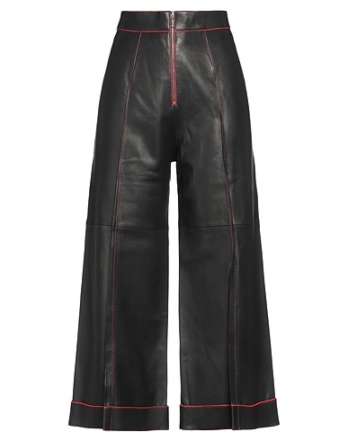 MUGLER Casual trouser Dark brown 100% Lambskin