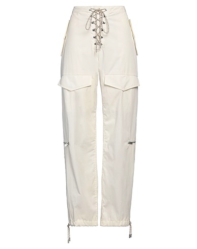 DION LEE Casual trouser Ivory 75% Organic cotton, 25% Recycled polyester
