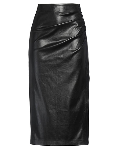 SECOND FEMALE Midi skirt Black 100% Polyurethane
