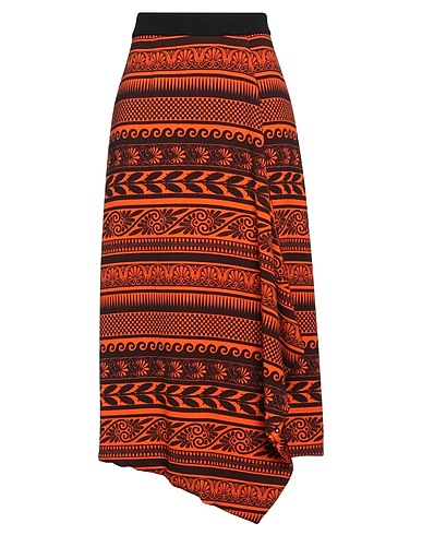 FAUSTO PUGLISI Midi skirt Orange 100% Virgin Wool, Wool, Silk