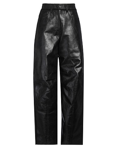 DRIES VAN NOTEN パンツ ブラック 牛革 100%